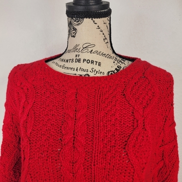 Express XS Red Sweater Hand Knitted Chunky Knit Oversized VTG Vintage - Picture 4 of 7
